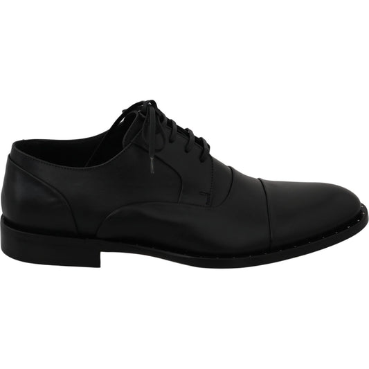 Dolce & Gabbana Black Leather Derby Formal Shoes Dolce & Gabbana