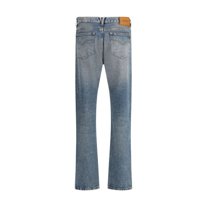 Versace Blue Cotton Straight-Leg Jeans