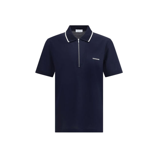 Ferragamo Blue Cotton Polo Shirt