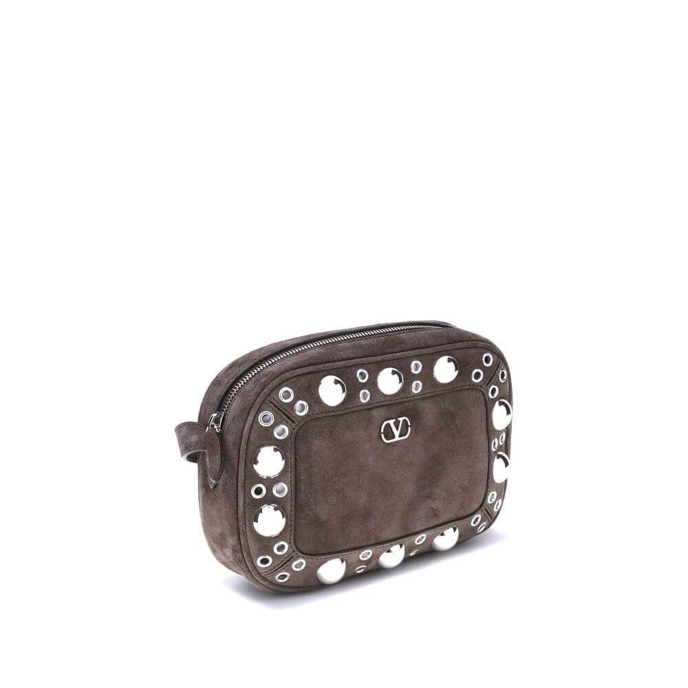 Valentino Garavani Brown Calf Leather Bos Taurus Shoulder Bag