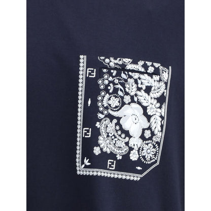 Fendi Blue Cotton T-Shirt