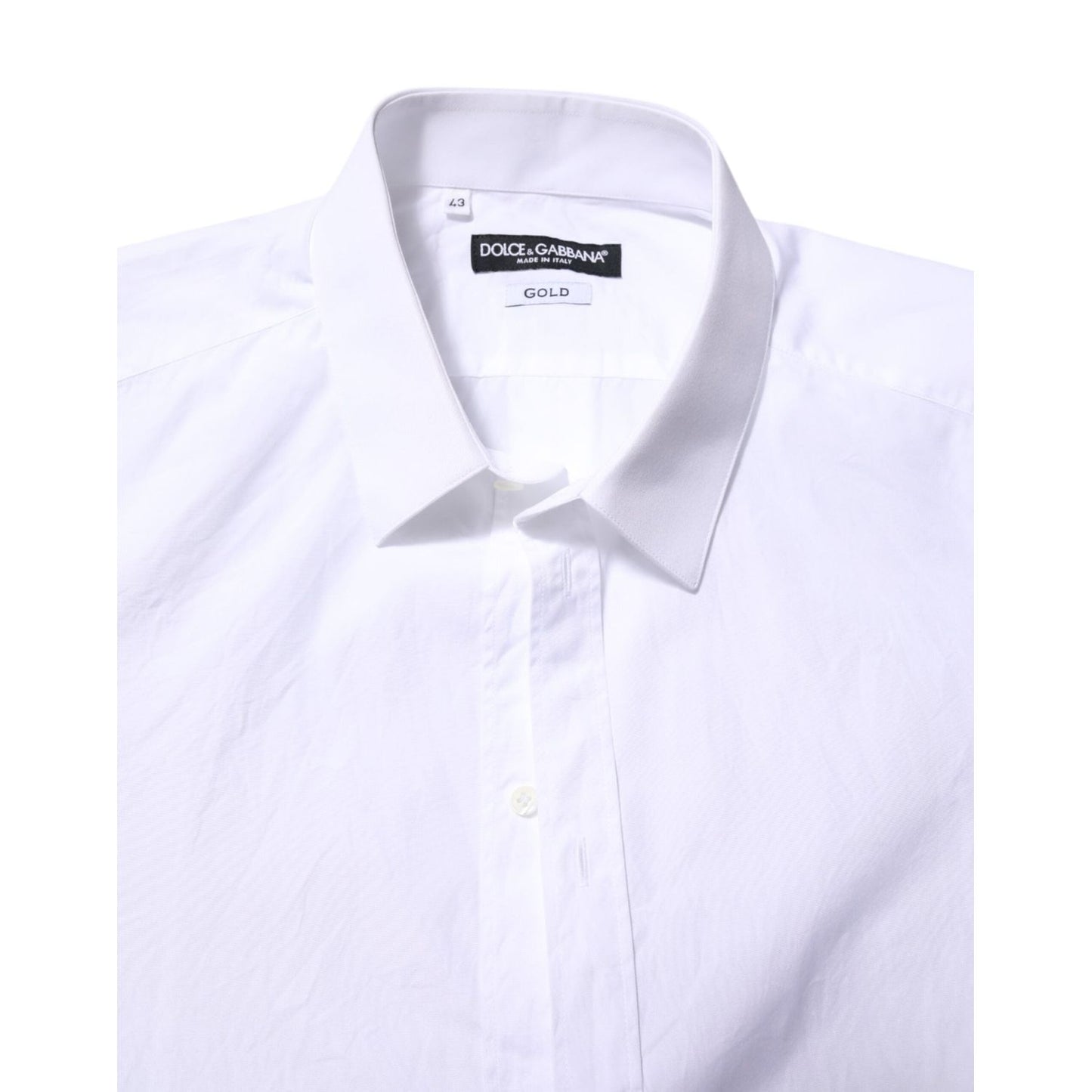 Dolce & Gabbana White Cotton GOLD Long Sleeves Formal Shirt