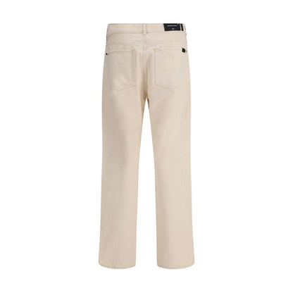 7FOR Beige Cotton Straight-Leg Jeans 7FOR