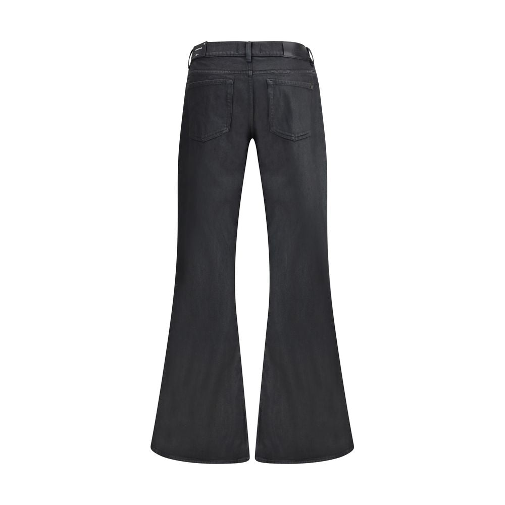 7FOR Black Cotton Flared Jeans 7FOR