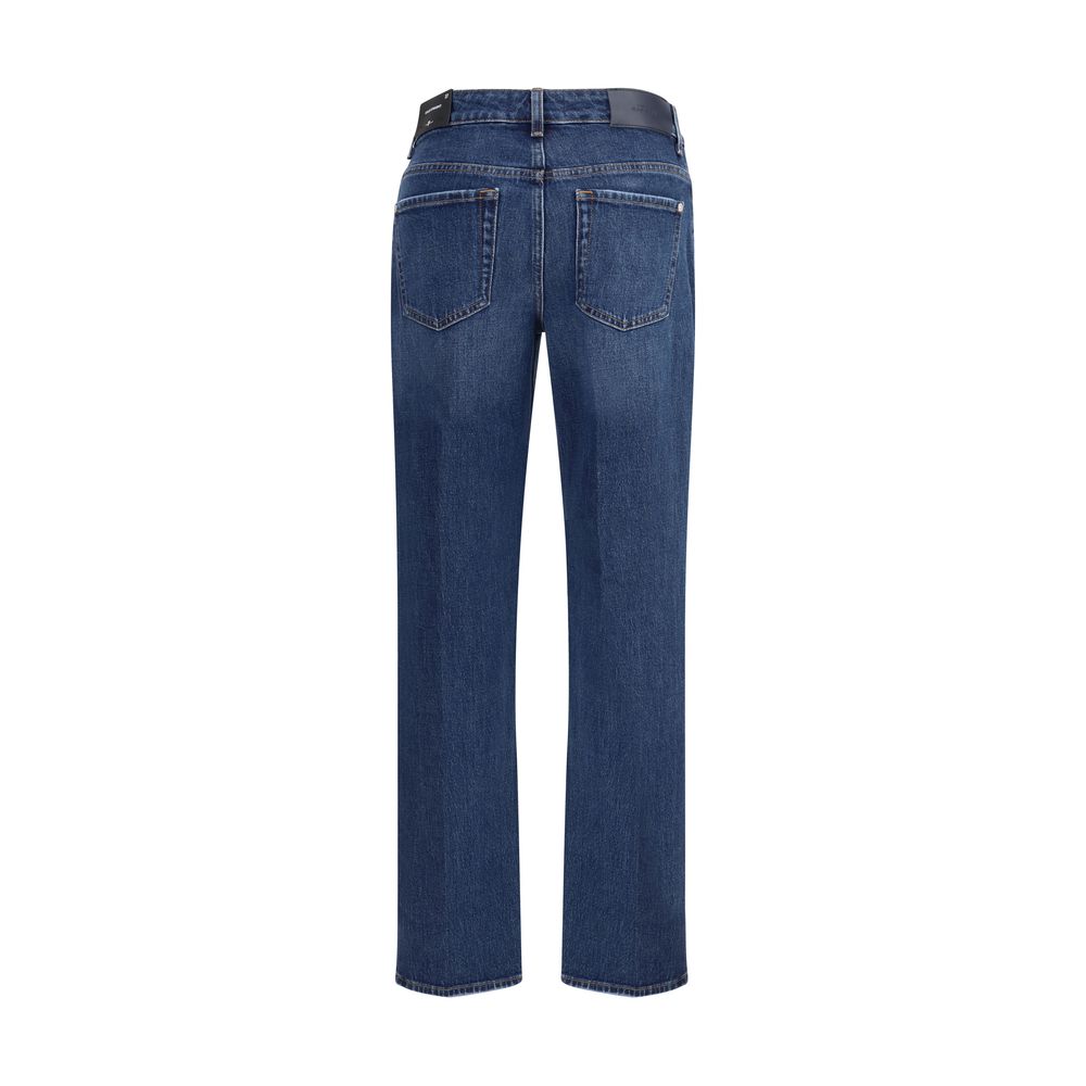 7FOR Blue Cotton Straight-Leg Jeans 7FOR