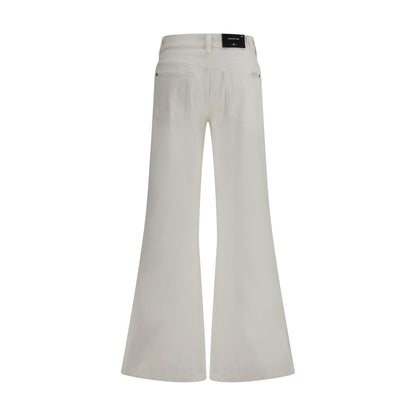 7FOR Cream Cotton Flared Jeans 7FOR
