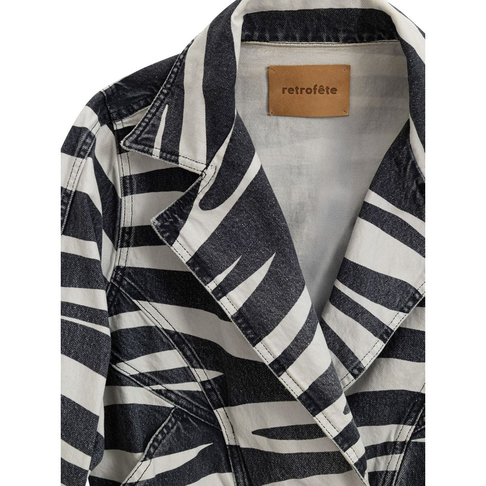 Retrofête Black And White Cotton Blazer Retrofête