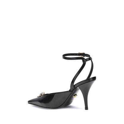 Versace Black Calf Leather Bos Taurus High Heel Pumps Versace