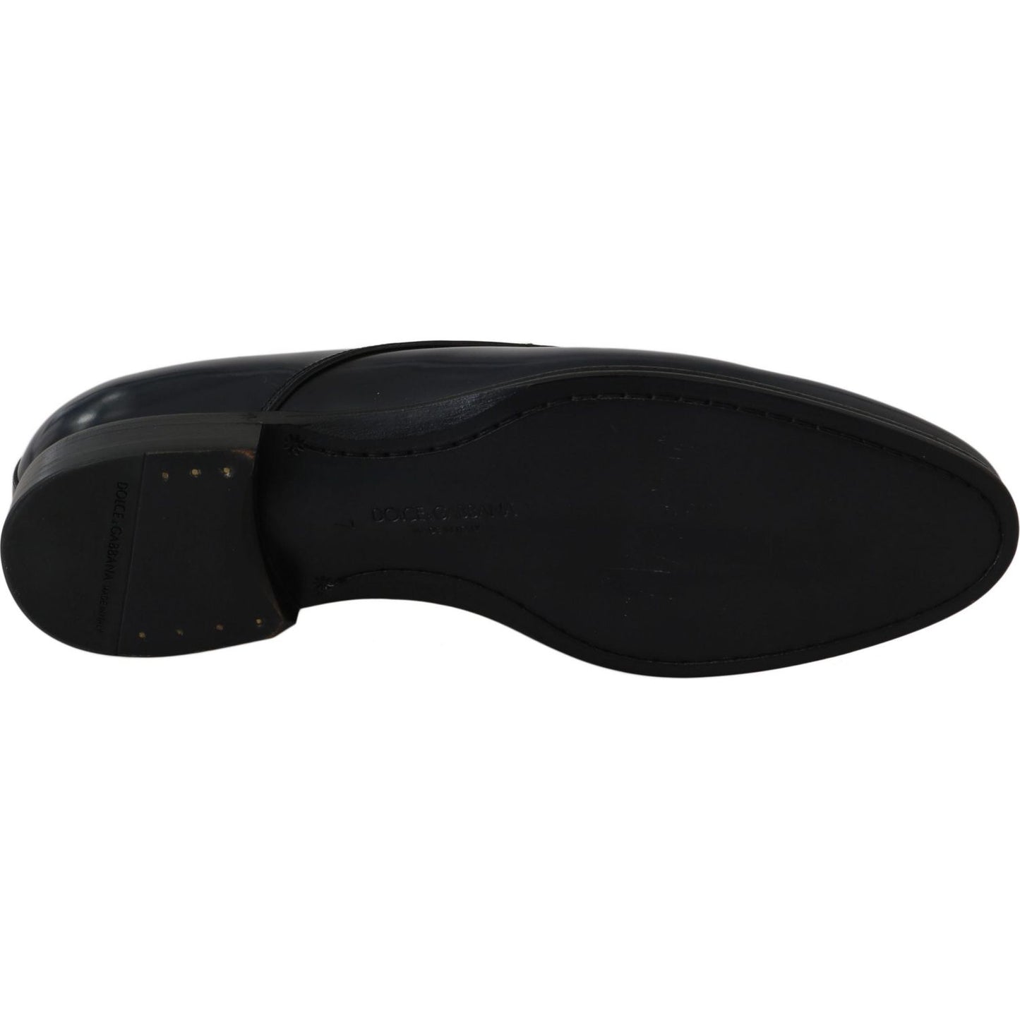 Dolce & Gabbana Elegant Dark Blue Leather Derby Dress Shoes Dolce & Gabbana Black