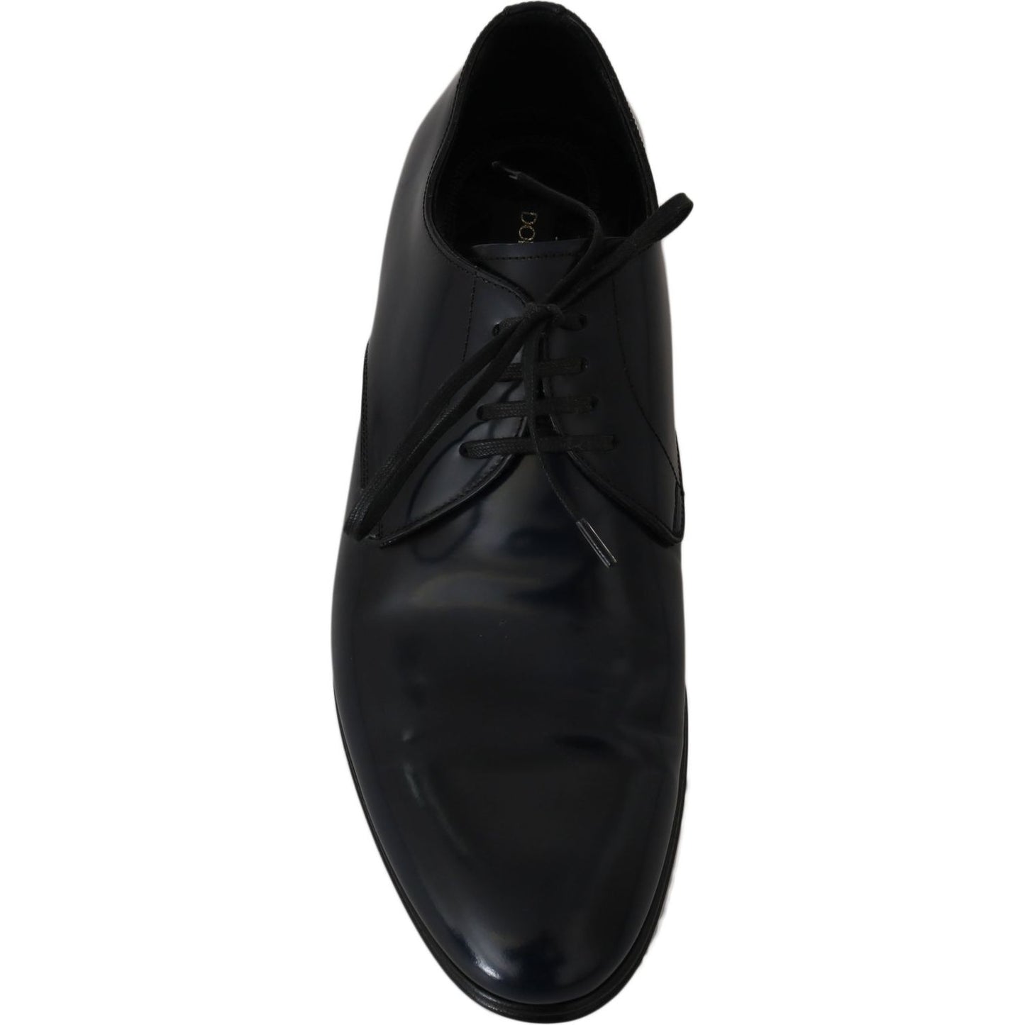 Dolce & Gabbana Elegant Dark Blue Leather Derby Dress Shoes Dolce & Gabbana Black