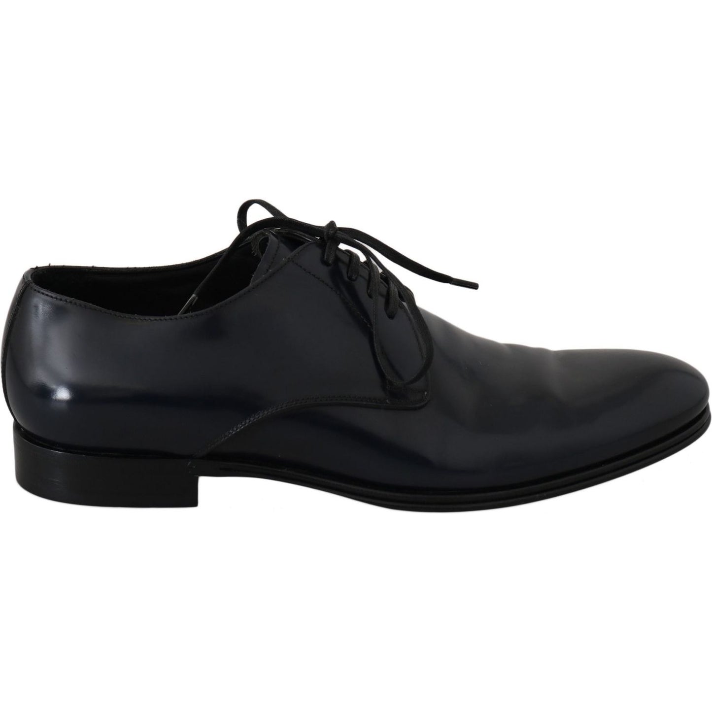 Dolce & Gabbana Elegant Dark Blue Leather Derby Dress Shoes Dolce & Gabbana Black