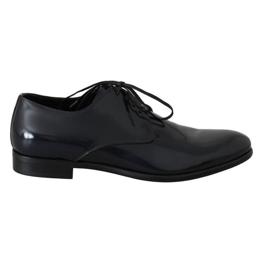 Dolce & Gabbana Blue Leather Polished Dress Derby Shoes Dolce & Gabbana