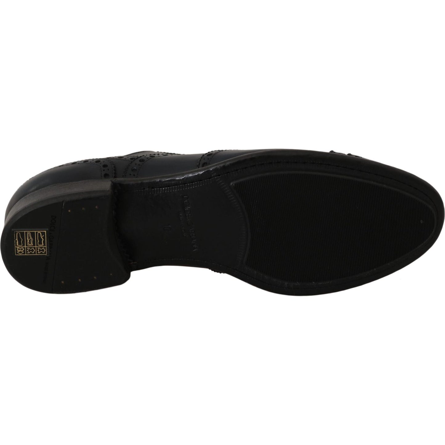 Dolce & Gabbana Elegant Blue Leather Wingtip Derby Shoes Dolce & Gabbana Black