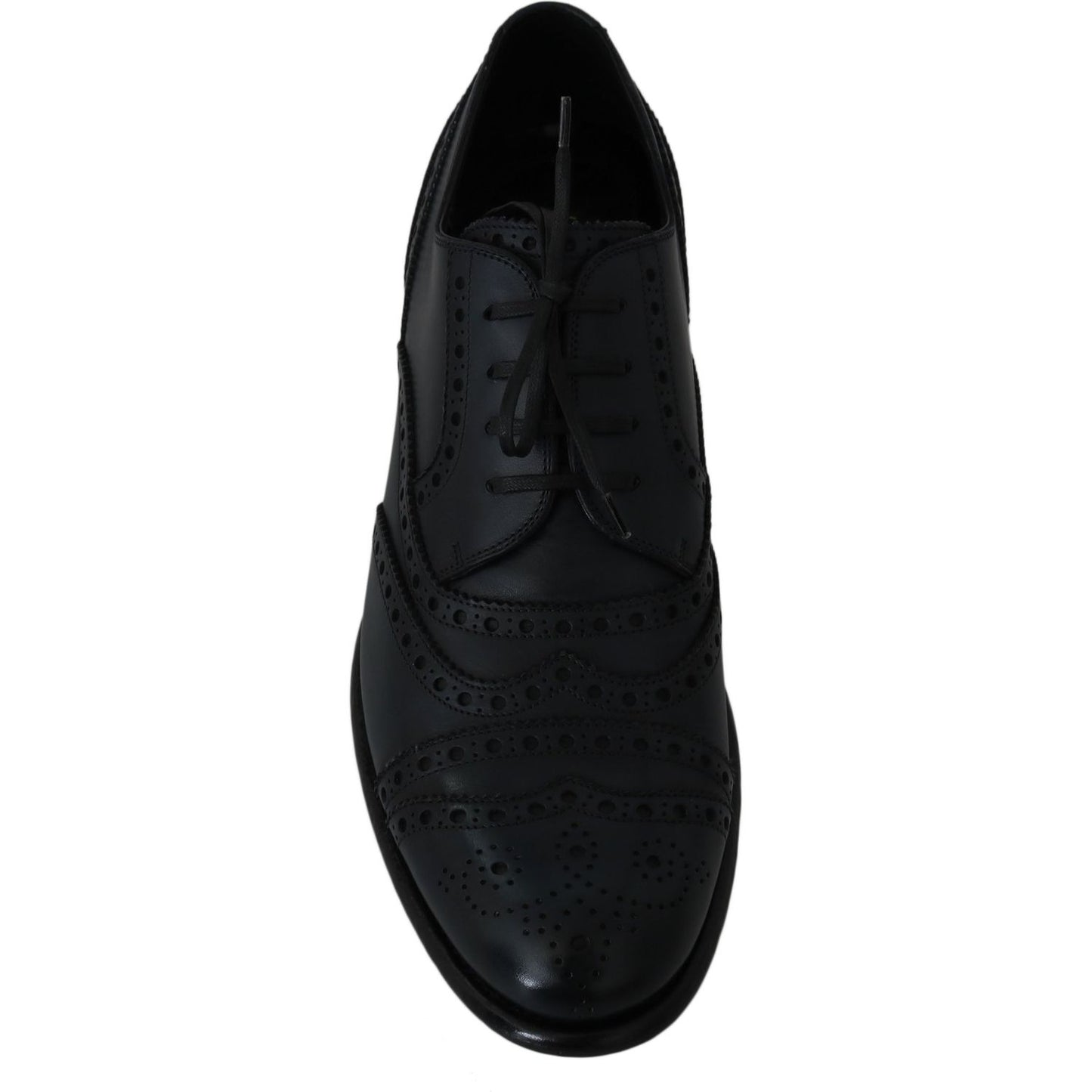 Dolce & Gabbana Elegant Blue Leather Wingtip Derby Shoes Dolce & Gabbana Black