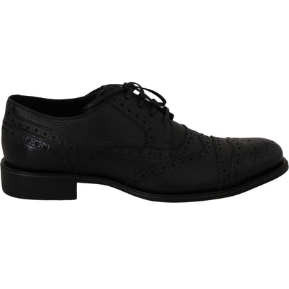 Dolce & Gabbana Blue Leather Wingtip Oxford Dress Shoes