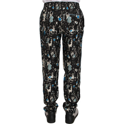 Dolce & Gabbana Black Musical Instrument Sleepwear Pants