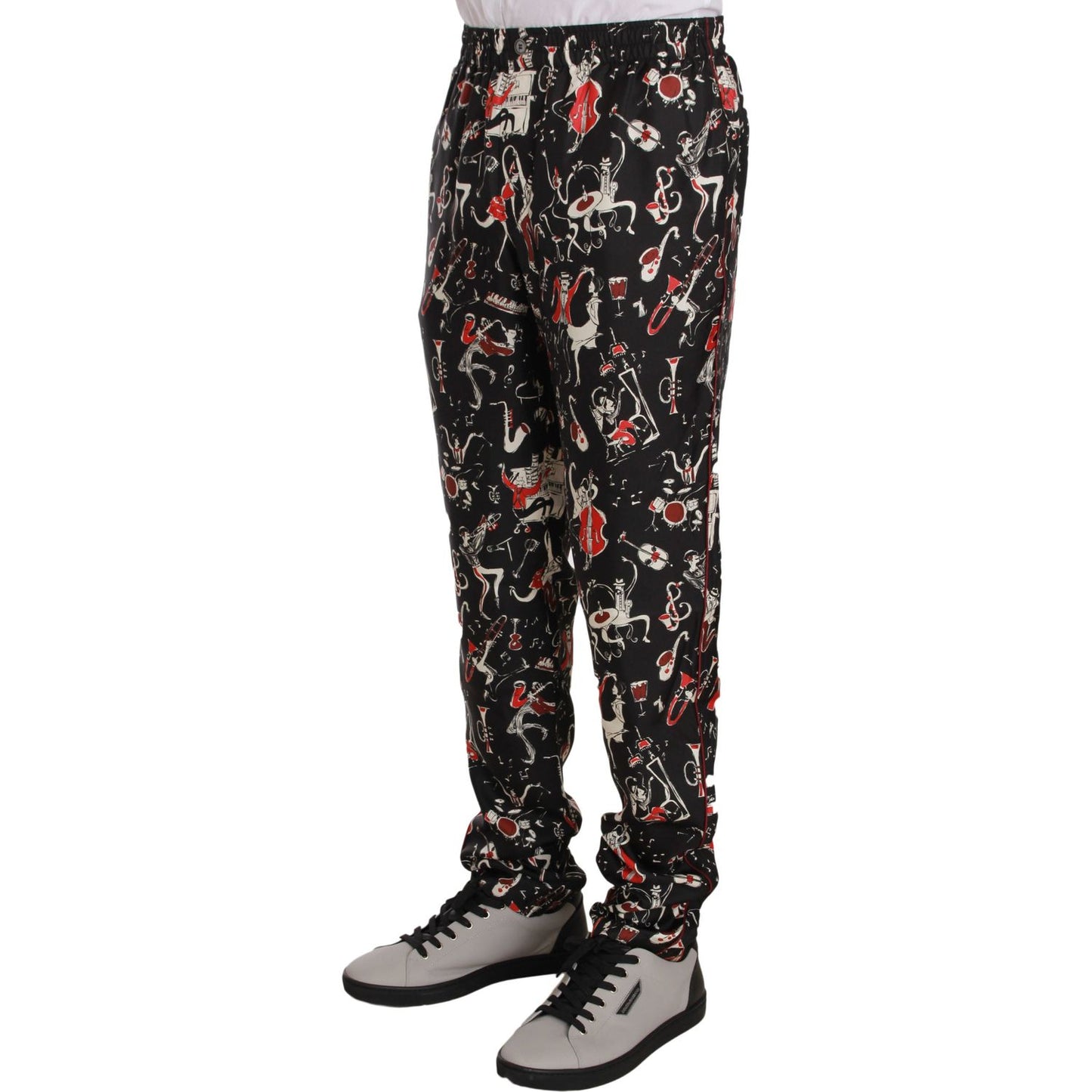 Dolce & Gabbana Red Musical Instrument Print Sleepwear Pants