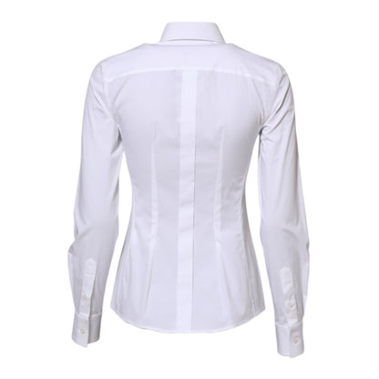 Dolce & Gabbana White Cotton Long Sleeves Collared Shirt Top