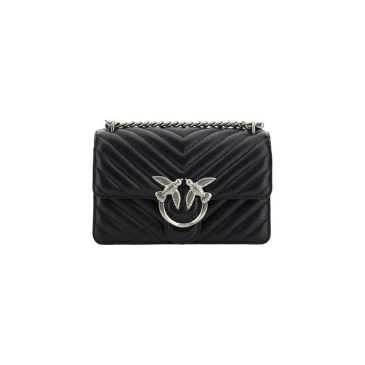 PINKO Black Calf Leather Bos Taurus Shoulder Bag PINKO