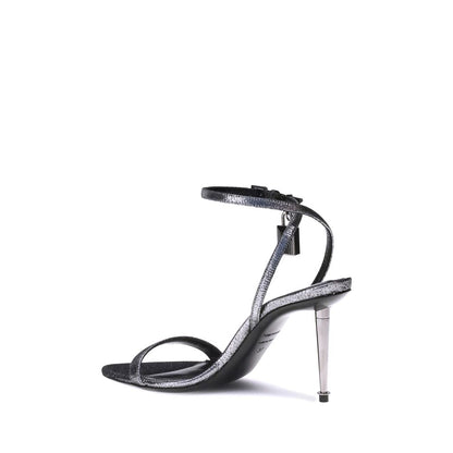 Tom Ford Silver Calf Leather Bos Taurus Stiletto Heel Sandals