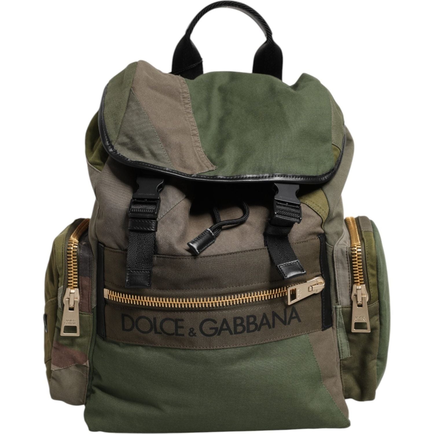 Dolce & Gabbana Military Green Patchwork Rucksack Backpack Bag