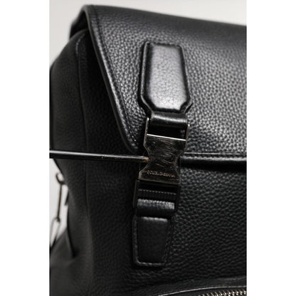 Dolce & Gabbana Black Palermo Backpack Hammered Calfskin Leather Bag