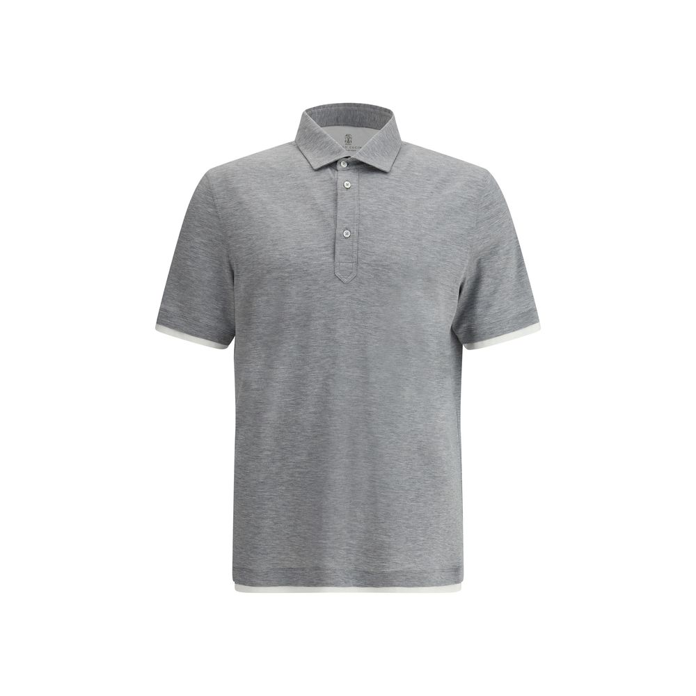 Brunello Cucinelli Gray Cotton Polo Shirt