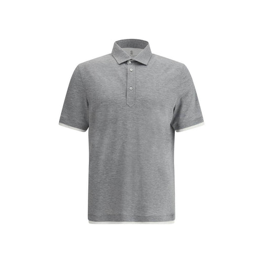 Brunello Cucinelli Gray Cotton Polo Shirt