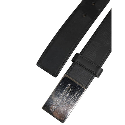 Dolce & Gabbana Black Leather Classic Metal Logo Buckle Belt