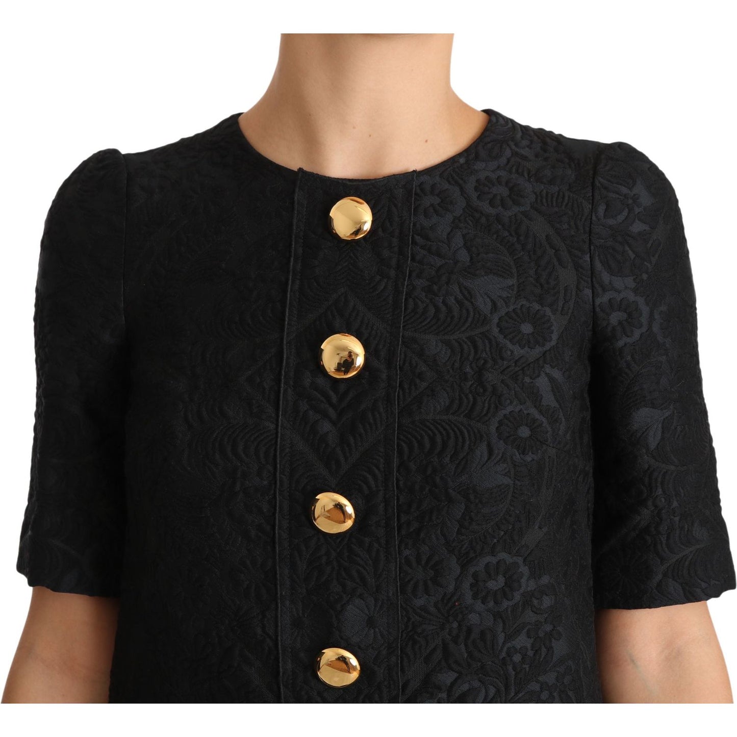 Dolce & Gabbana Elegant Black Button Embellished Mini Dress Dolce & Gabbana