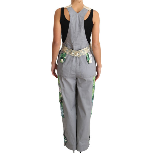 Dolce & Gabbana Exquisite Floral Embellished Denim Overalls Dolce & Gabbana