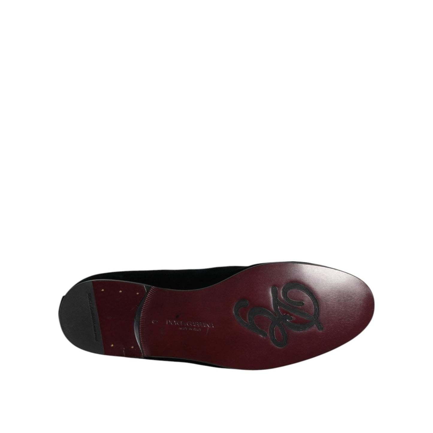 Dolce & Gabbana Black Velvet Embellished Loafer Slip On Shoes