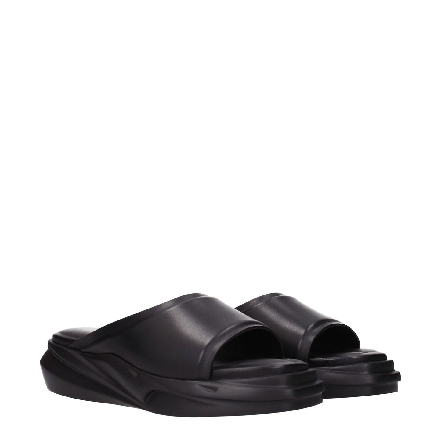 Alyx Black Leather Slippers
