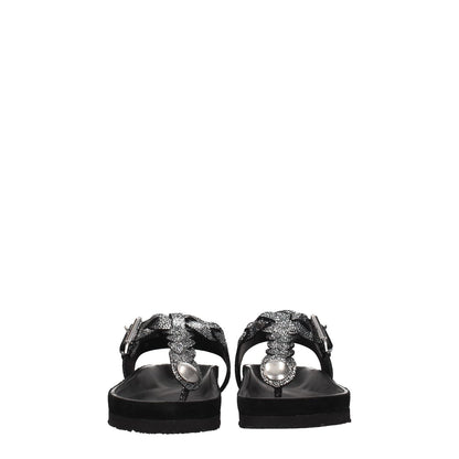 Isabel Marant Black Leather Flip-Flop Sandals