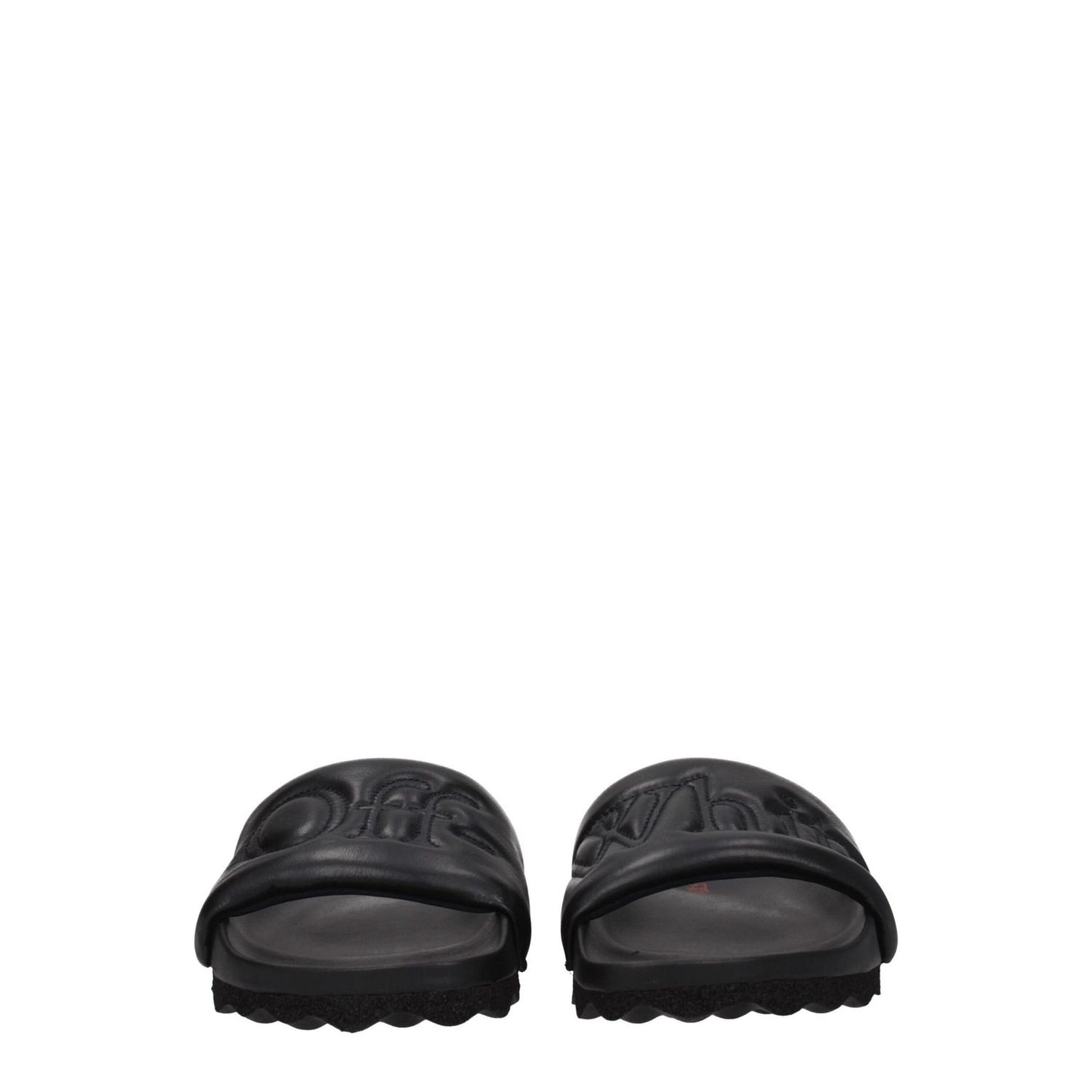 Off-White Black Leather Slippers