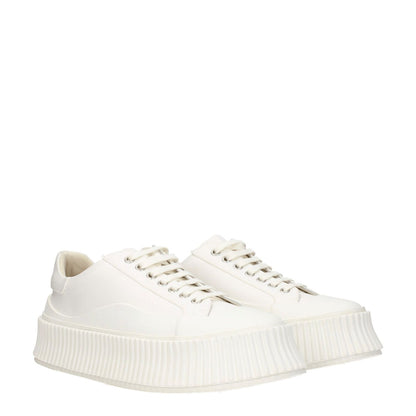 Jil Sander White Fabric Platform Sneakers