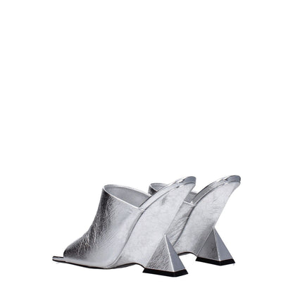 The Attico Gray Leather Platform Sandals