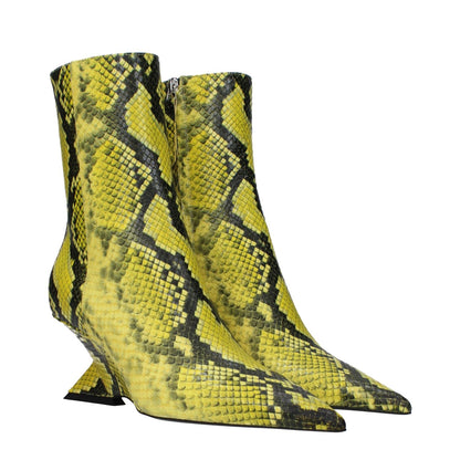 The Attico Yellow Leather Ankle Boots