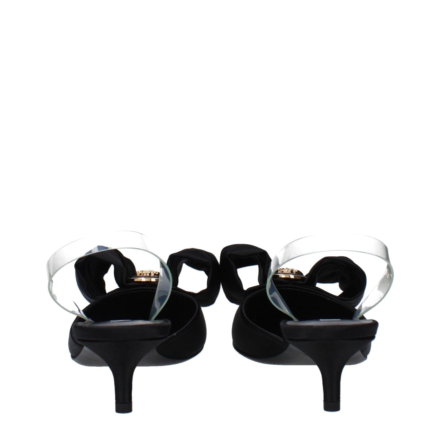 Versace Black Satin Flat Sandals