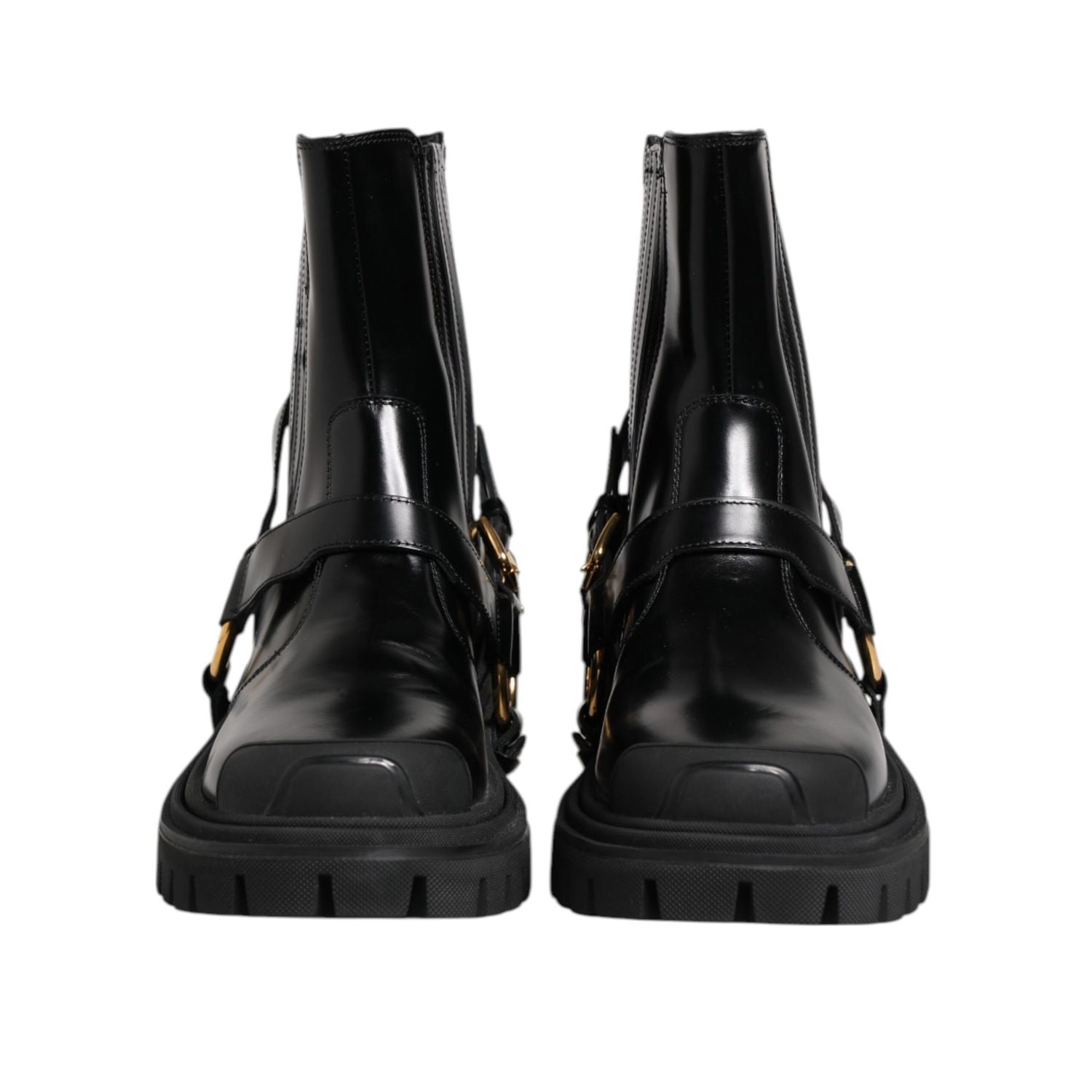 Dolce & Gabbana Black Leather Chelsea Men Short Boots Shoes