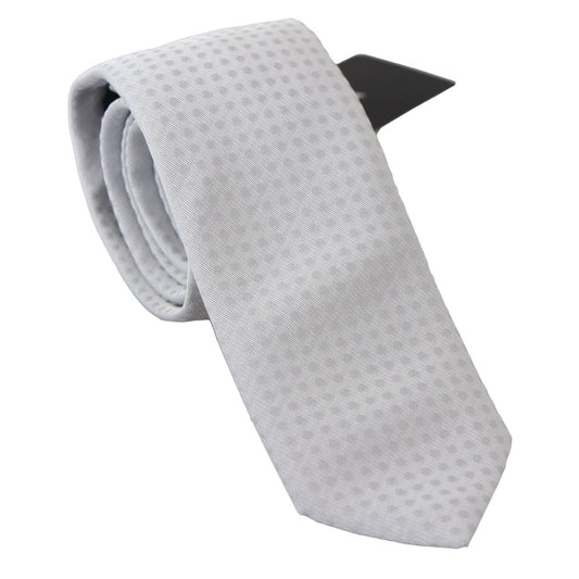 Dolce & Gabbana White Patterned Classic Mens Slim Necktie Tie Dolce & Gabbana