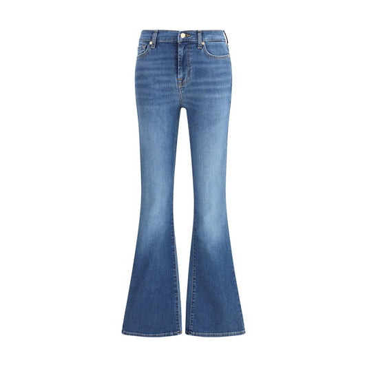 7FOR Blue Cotton Flared Jeans 7FOR