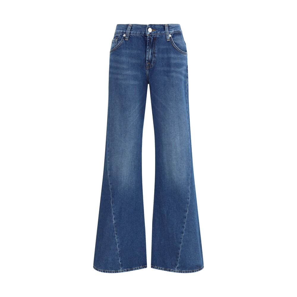 7FOR Blue Cotton Flared Jeans 7FOR