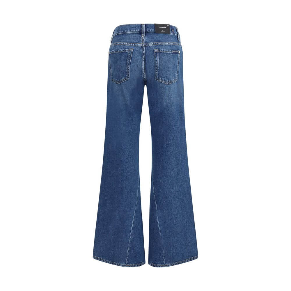 7FOR Blue Cotton Flared Jeans 7FOR
