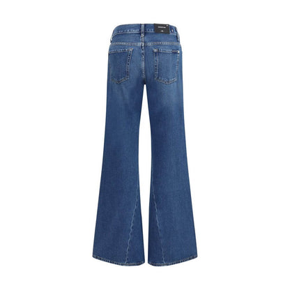 7FOR Blue Cotton Flared Jeans 7FOR