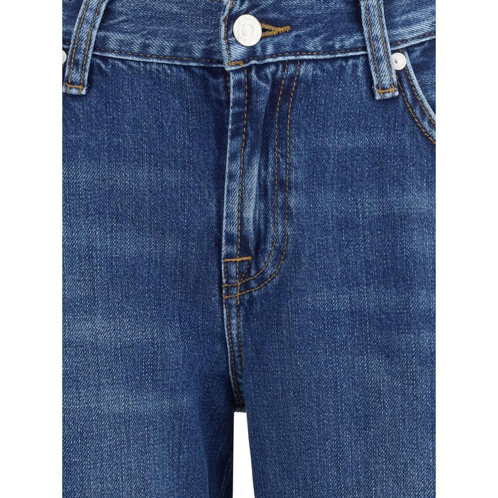 7FOR Blue Cotton Flared Jeans 7FOR