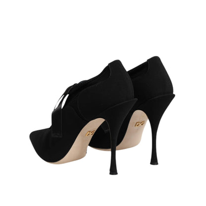Dolce & Gabbana Black Lace Up Stiletto Heels Pumps Shoes