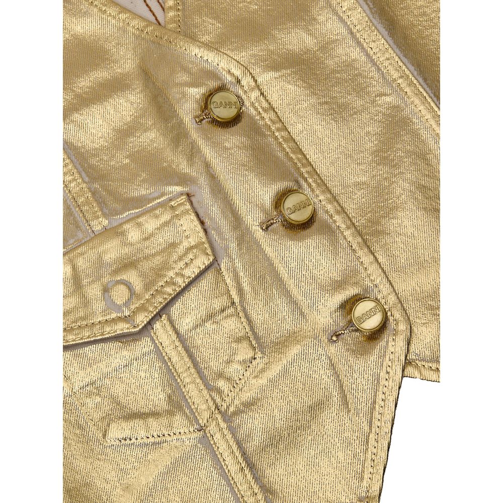 Ganni Gold Cotton Sleveless Jacket Ganni