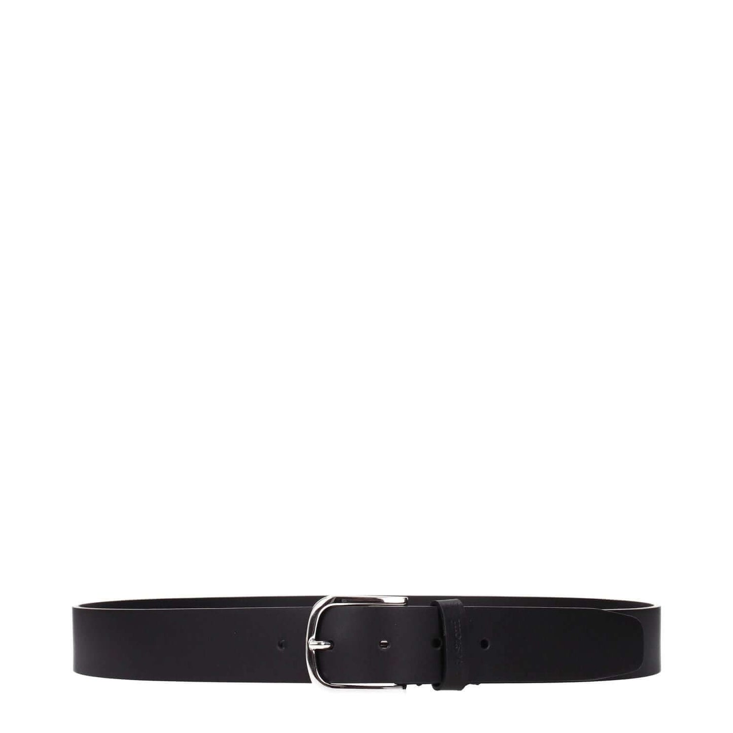 Testoni Black Leather Regular Belt Testoni