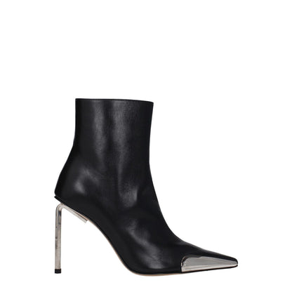 Off-White Black Leather Ankle Boots